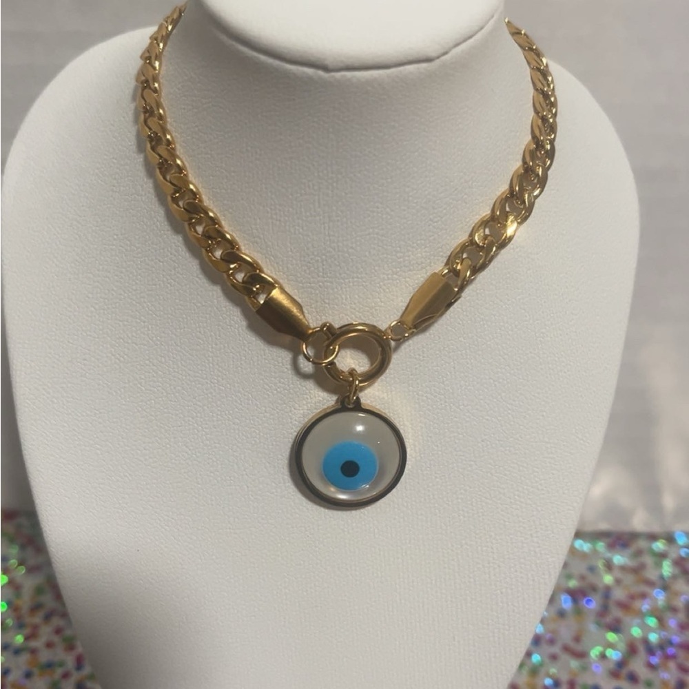 18k Gold plated Evil Eye Necklace ( stainless steel )